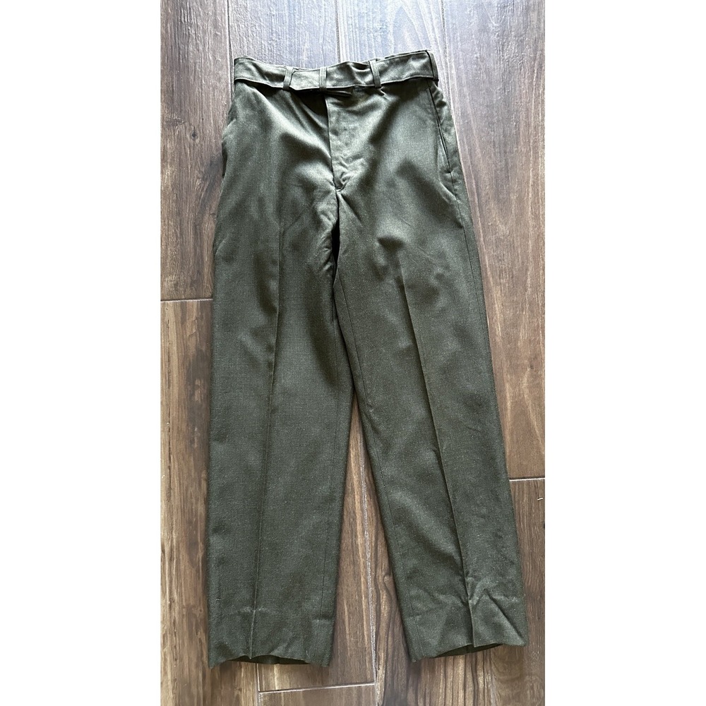 Vtg US Army Pants Mens‎ 31R Olive Green Wool Field Trousers OG108 50s Korean War